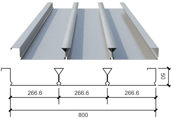 YXB50-266.6-800(B)-0.9厚楼承板