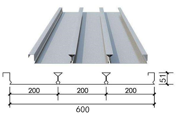 YXB51-200-600(B)-1.0mm厚压型钢板
