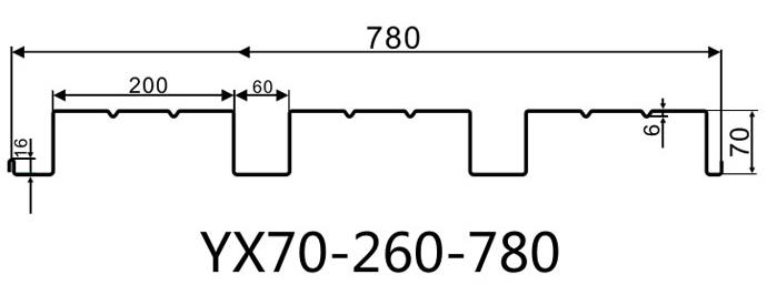 YXB70-260-780-1.0厚开口楼承板