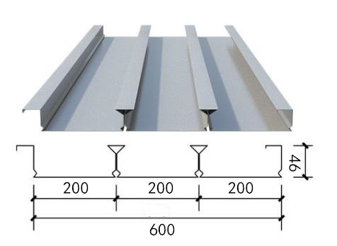 YXB46-200-600(B)-1.2厚镀锌楼承板